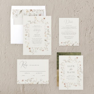 Fleur sauvage Wreath Spring Wedding Invitation