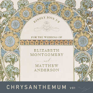 Invitations de mariage du pavot Art Nouveau par Mu
