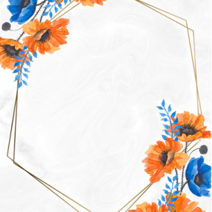 Invitation Couples géométriques bleu et orange Poppy douche