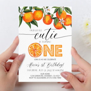 Invitation Orange Little Cuties Fête d'Anniversaire
