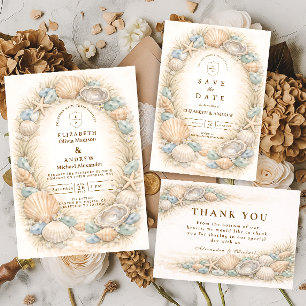 Save The Date Couronne de mariage de coquillages de mer côtiers