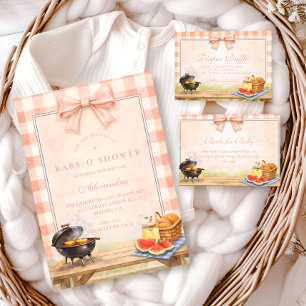 Carte D'accompagnement Tirage au sort de couche bébé Q Gingham Rose