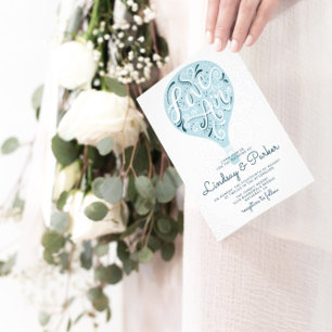 Invitation Amour Lettré à la main Turquoise à air chaud Maria