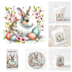 Mug Pâques - Aquarelle Rabbit -