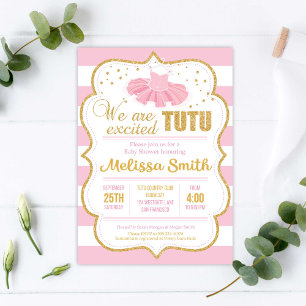 Invitation de Baby shower Tutu rose et or pour fil
