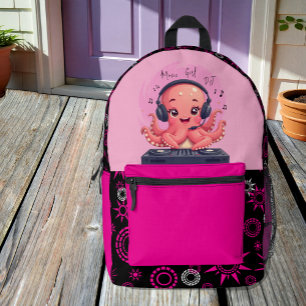Sac À Dos Imprimé Music Girl, Happy Chic Smiling Octopus DJ