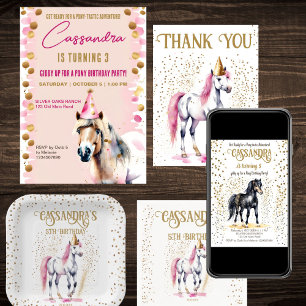 Sticker Rond Soirée d'anniversaire de Poney cheval noir éclabou