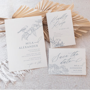 Save The Date Dusty Blue Victorian Vintage moderne Mariage