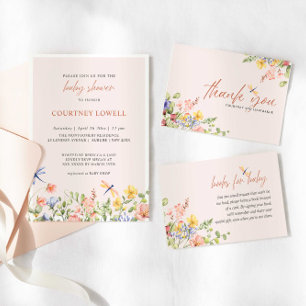 Invitation Fleurs et libellules Boho Garden Baby shower