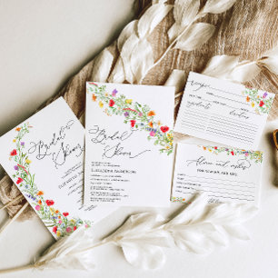 Invitation Fête des mariées de jardin Fleur sauvage colorée