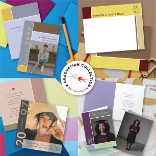 Carte De Remerciements Mondrian Simple Color Blocks Graduation Photo