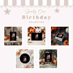 Invitation Anniversaire 1 an Ghost à carreaux Halloween