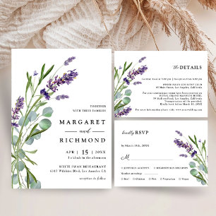 Purple Lavender Rustic Floral Mariage Livre d'invi