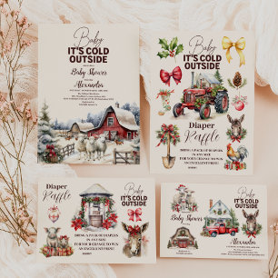 Serviette En Papier Baby shower de Noël des animaux de ferme d'hiver