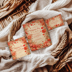 Assiettes En Carton Fête de la Saint-Valentin aux cœurs floraux vintag