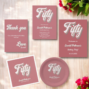 Invitation Vintage Retro les années 70 Super Unique 50e anniv