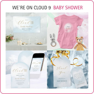 Invitation Nous sommes sur Cloud 9 Elegant Dreamy Blue Baby s