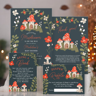 Invitation Baby shower floral de champignons de bois