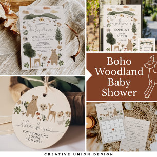 Carte de Baby shower Boho Woodland Display