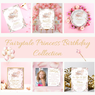 Invitation Blush Rose Princess Carriage Girl Anniversaire