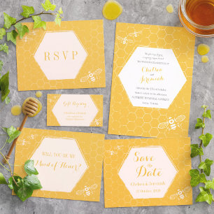 Honey Bee Yellow Custom Wedding Invitation