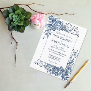 Budget Blanc Bleu Fleur sauvage Oiseau Floral Mari