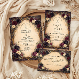 Carte De Remerciements Mariage Floral Gothique Baroque