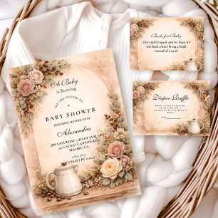 Serviette En Papier Baby-Shower Bohème Neutre 'Un Bébé Est En Route'