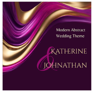 Invitation Mariage-violet moderne Fuchsia et or