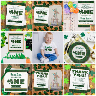 Invitation En Aluminium Lucky Little Shamrock 1er anniversaire Photo Real