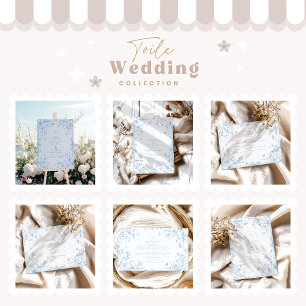 Carte De Remerciements Elégant Baroque Bleu Jardin Français Floral Mariag