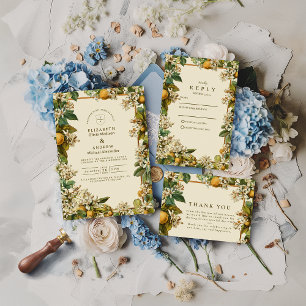 Invitation Mariage Botanique Fleur de Citron Vintage