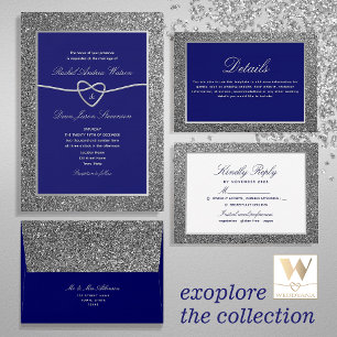 Invitation Mariage Royal Blue Silver