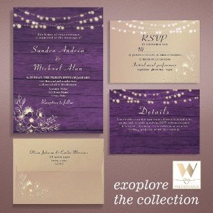 Bois rustique Lumières Mariage Étiquette de vin