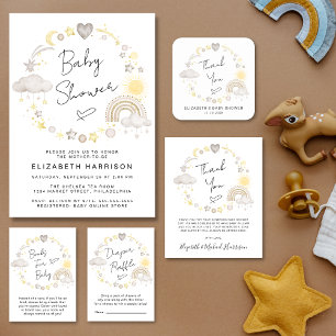 Carte D'accompagnement Boho Rainbow Watercolor Books For Baby shower