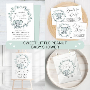 Sticker Carré Baby shower Eucalyptus Eléphant mignon