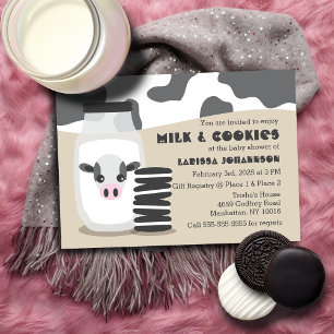 Bannière de Baby shower TAN Cow Milk and Cookies