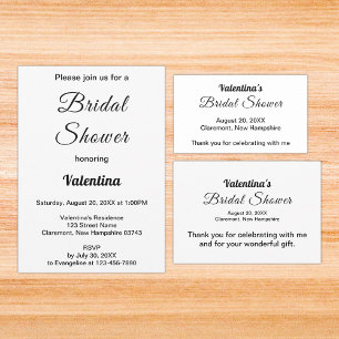 Carte De Remerciements Baby Shower Mariage en Typographie Noir et Blanc