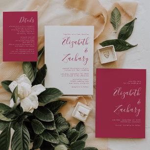 Invitation Mariage Moderne Magenta Script