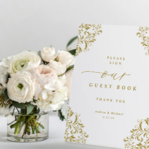 Invitation Élégant Mariage Vintage Gold