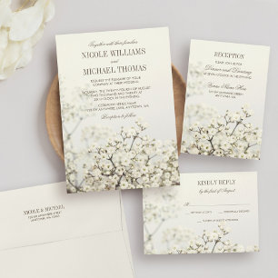 Soft Vintage bébé's Breath Wedding Invitations