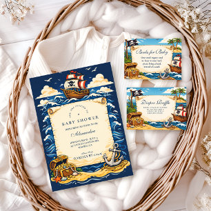 Invitation Aventure de Bateau Pirate Fantaisiste Baby Shower