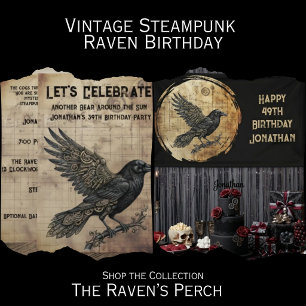 Invitation Corbeau Steampunk Gothique