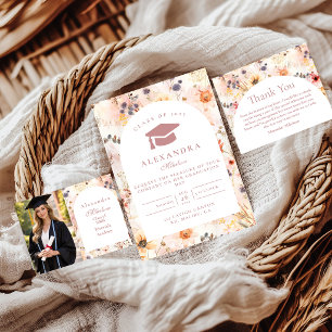 Faire-part Photo Fleurie Aquarelle Neutre pour la Remise des 