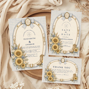 Invitation Mariage Romantique Rustique aux Tournesols