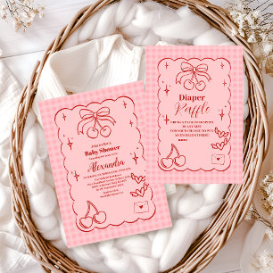 Serviette En Papier Baby shower de bow cerise Doodle