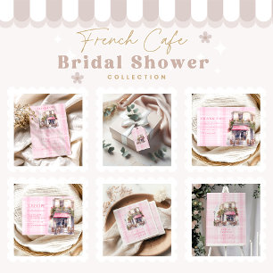 Invitation Fête des mariées Café Français Rose