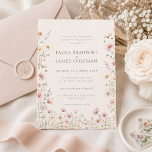 Invitation Mariage Formel Bohème Fantaisiste Fleurs Sauvages