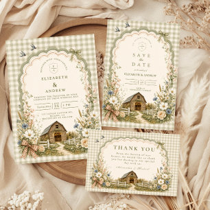 Carte De Remerciements Mariage de grange rustique Cottagecore