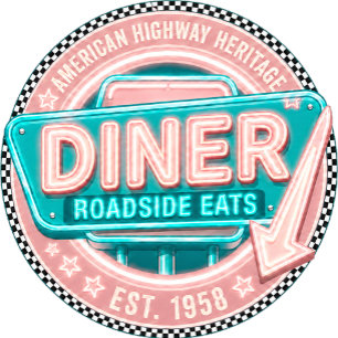 Horloge murale Diner Roadside Eats Vintage 1950